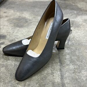 Liz Claiborne Silver Gray Heels with Block Heel